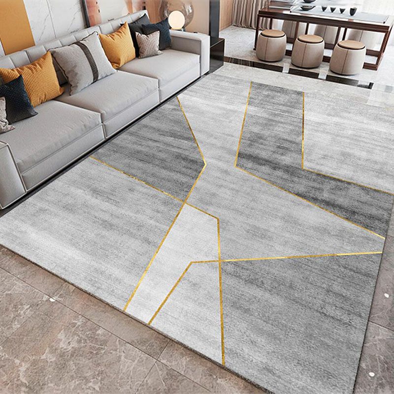 Light Grey Modern Rug Polyester Graphic Rug Washable Indoor Rug for Home Decor