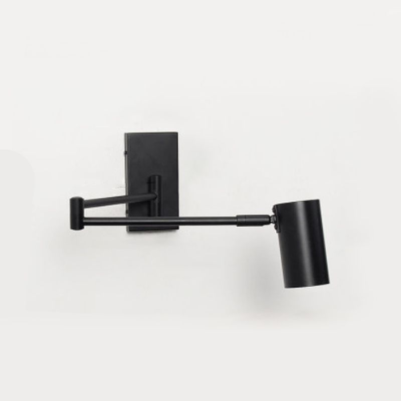 Metal Cylinder Wall Light Modern Swing Arm Wall Sconce for Living Room