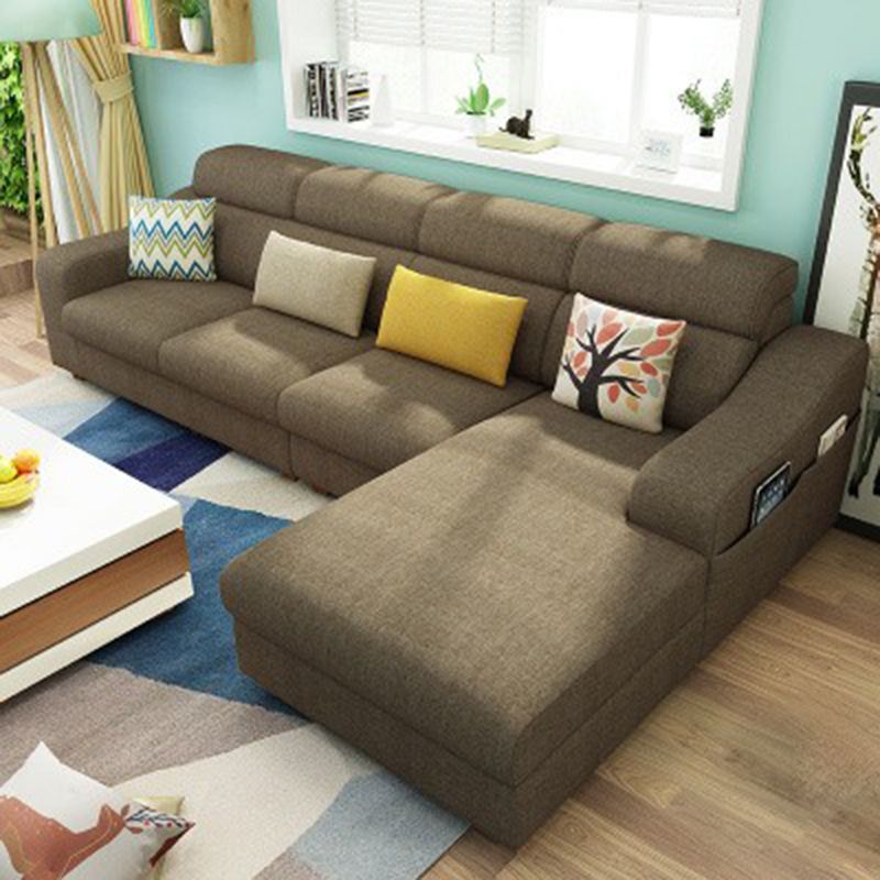 Sloped Arms Sofa Modular L-Shape Furniture Sectionals with Storage