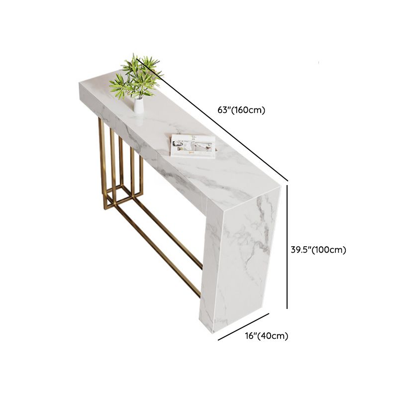 1/2/3 Pieces Glam Rectangle Sintered Stone Counter Table with High Stools in Gold