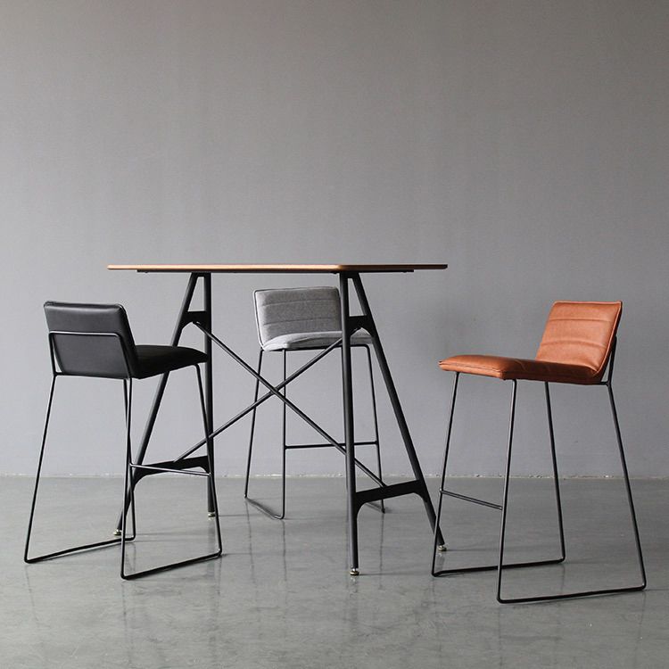 Modern Rectangle Bar Counter Table Wooden Dining Table with Metal Legs