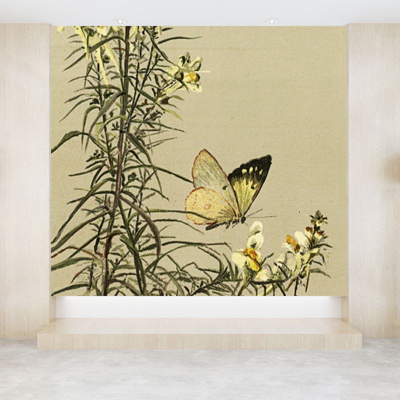 Extra Large Botanical Mural Brown Non-Woven Wall Art for Indoor Decor, Custom Printed