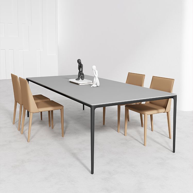 Medieval Modern Sintered Stone Table Rectangle Table with Metal 4 Legs