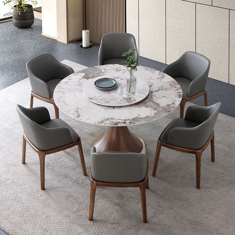 Round Sintered Stone Dining Table Modern Furniture with Pedestal Base for Indoor