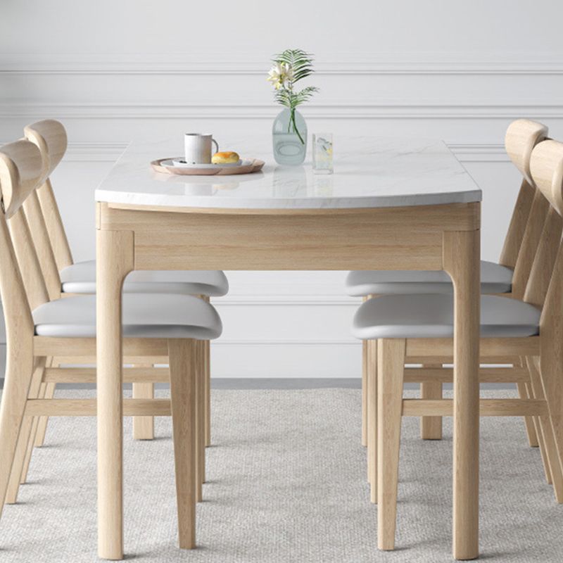 Modern Dining Round Table Stone Table with Wooden Legs for Home