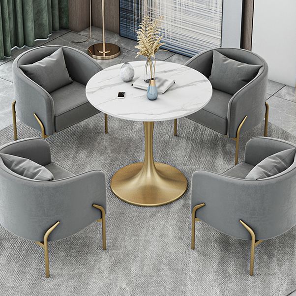 Mesa de comedor redonda contemporánea Mesa de comedor de piedra sinterizada con base de tulipán