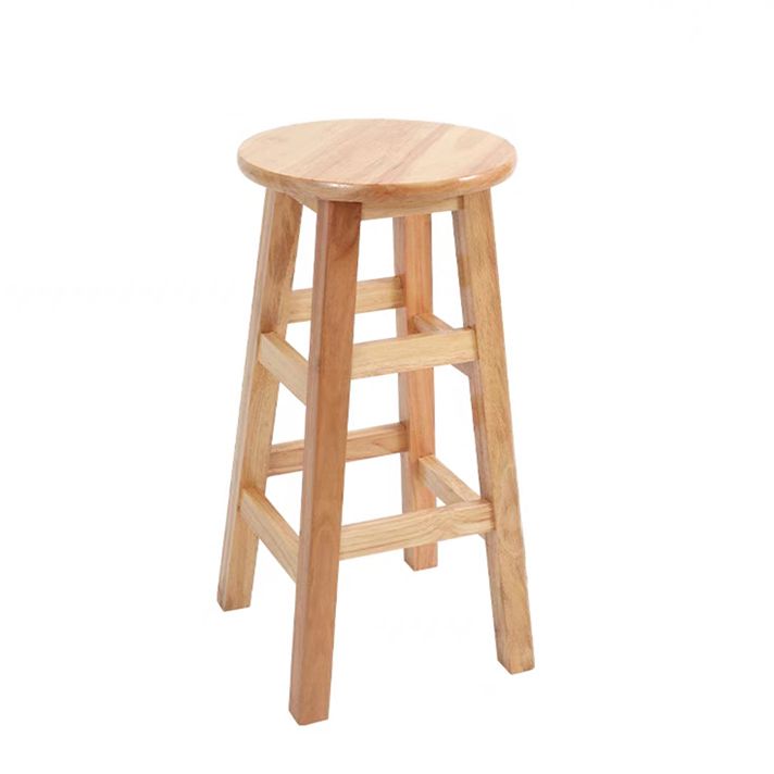 Industrial Armless Counter High Stool Solid Wood Backless Cafe Bar Stool with 4 Legs