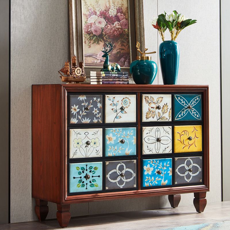 American Traditional Wooden Storage Chest Home Chest with Drawers