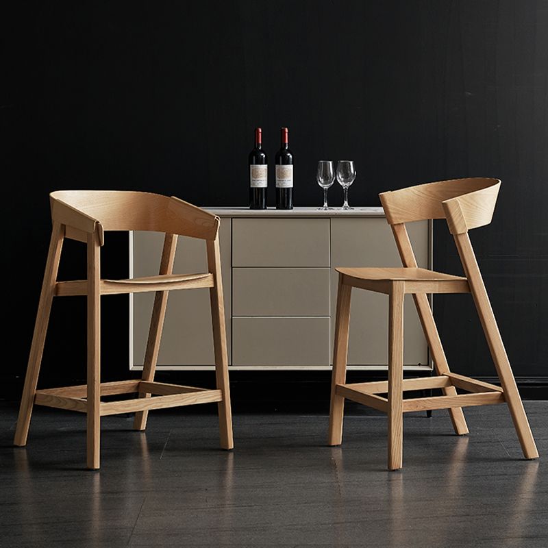 Brown Ash Wood Counter Stools Contemporary Indoor Counter Chairs