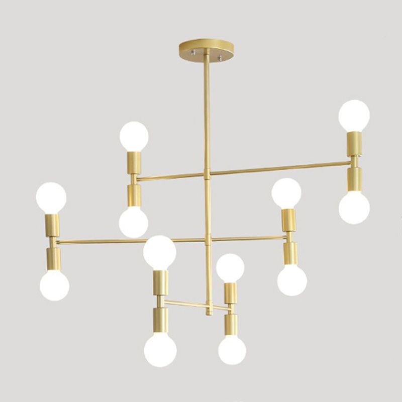 Postmodern Hanging Light Fixture Metal 12-Light Dining Room Chandelier