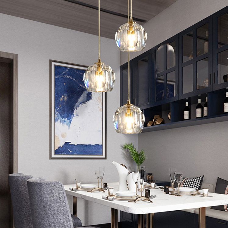 Cut Crystals Block Hanging Pendant Lights Luxury Style Pendant Light for Living Room
