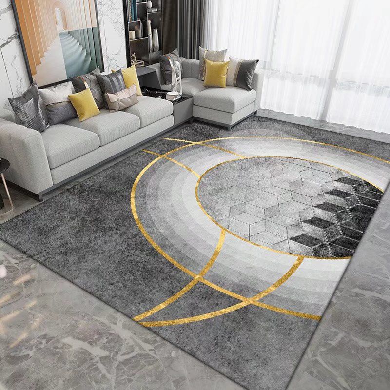 Dark Brown Carpet Polyester Graphic Carpet Washable Carpet for Drawing Room