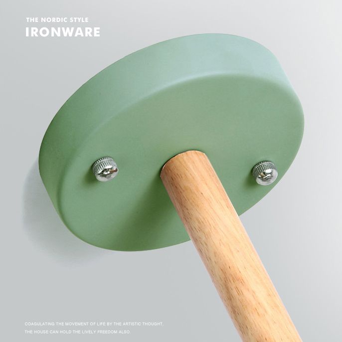 Wooden Sputnik Pendant Light in Nordic Style Wrought Iron Macaron Chandelier for Dining Room