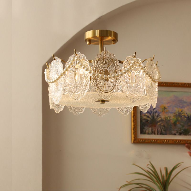 Contemporary Creative Ceiling Lamp Glass Shade Flush Mount Light Fixture