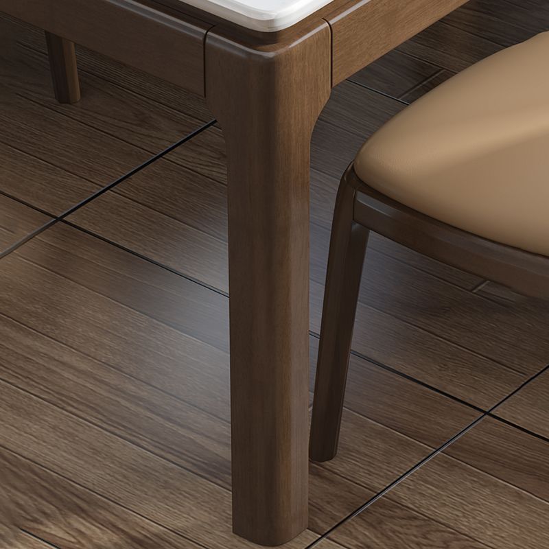 Mesa de comedor de mármol estilo mediados de siglo, mesa rectangular con base de 4 patas para el hogar