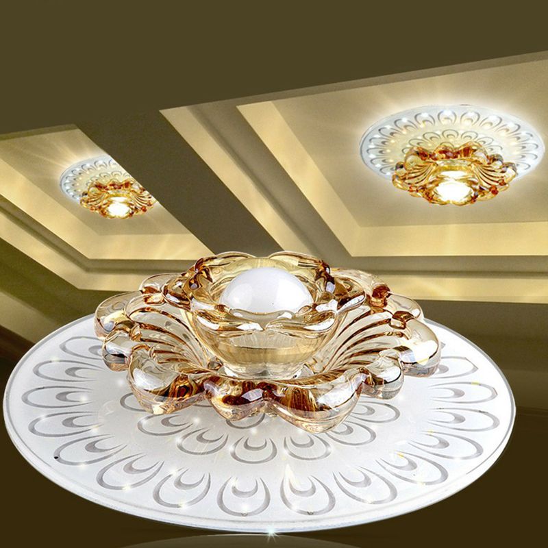 Contemporary Floral Flush Ceiling Light Crystal Corridor LED Flush Mount Lighting-Leuchte in Weiß