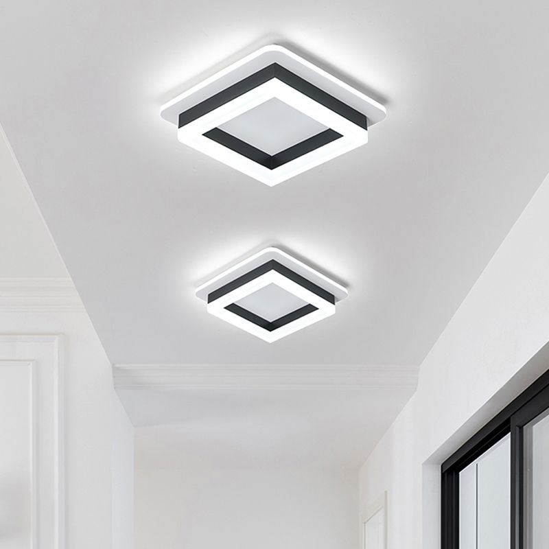 Ronde/vierkante inbouwplafondlamp Minimalistisch acryl Zwart/wit LED-inbouwverlichting in warm/wit licht voor slaapkamer