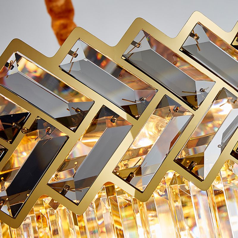 Eigentijdse ronde hanglamp lichte armatuur kristal woonkamer kroonluchter in goud