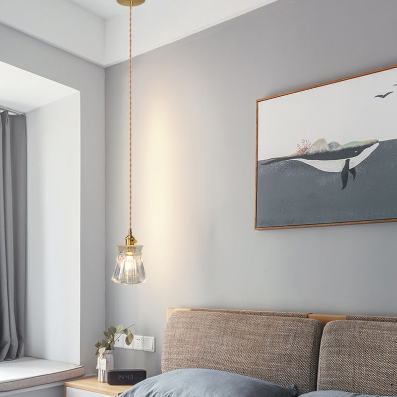 Glazen gearceerde hangende plafondlicht Minimalistische stijl Hangend hanglampje in goud