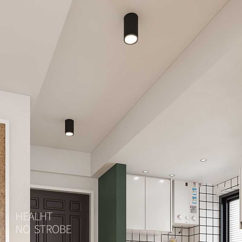 Plafonnier LED en aluminium de style concis et moderne, montage encastré cylindrique pour lieu commercial