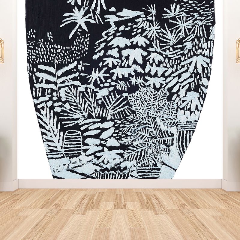 Giant Hand Printed Mural Decal Black and White Non-Woven Wall Art for Home Decor, Personalised