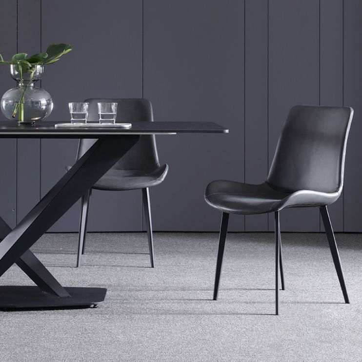 Minimalist Sintered Stone Dining Room Set Fixed Dining Set with Rectangle Table for Home Use