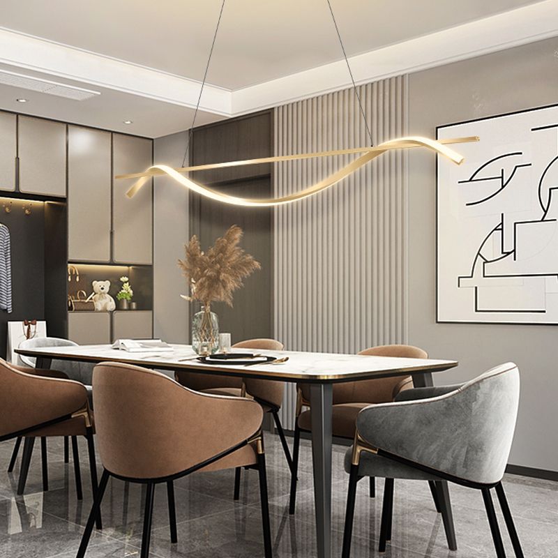 LED Strip Shape Pendant Light Dining Room Kitchen Modern Chandelier Light