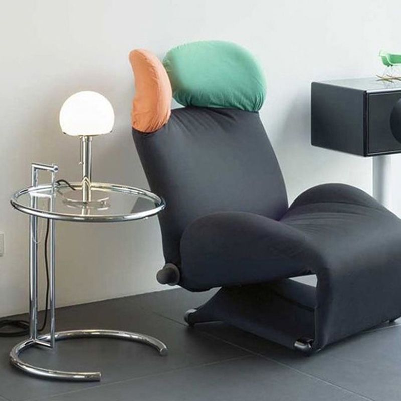 Round Glass Top End Table with Stainless Steel C Base Side Table