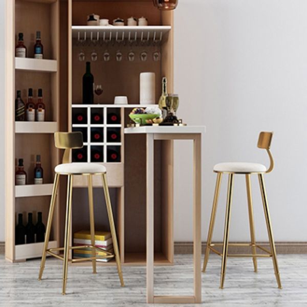 Glam Armless Backrest Counter Stool Steel Cafe Bar Stool with Cushion and Pedal