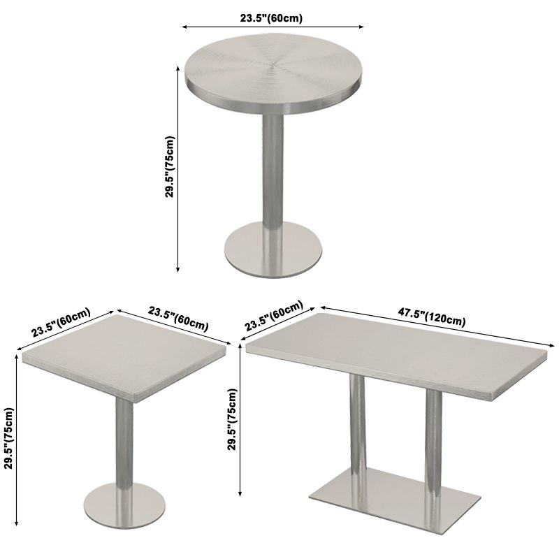 Industrial Stainless Steel Dining Table Metal Base Table for Dinning Room