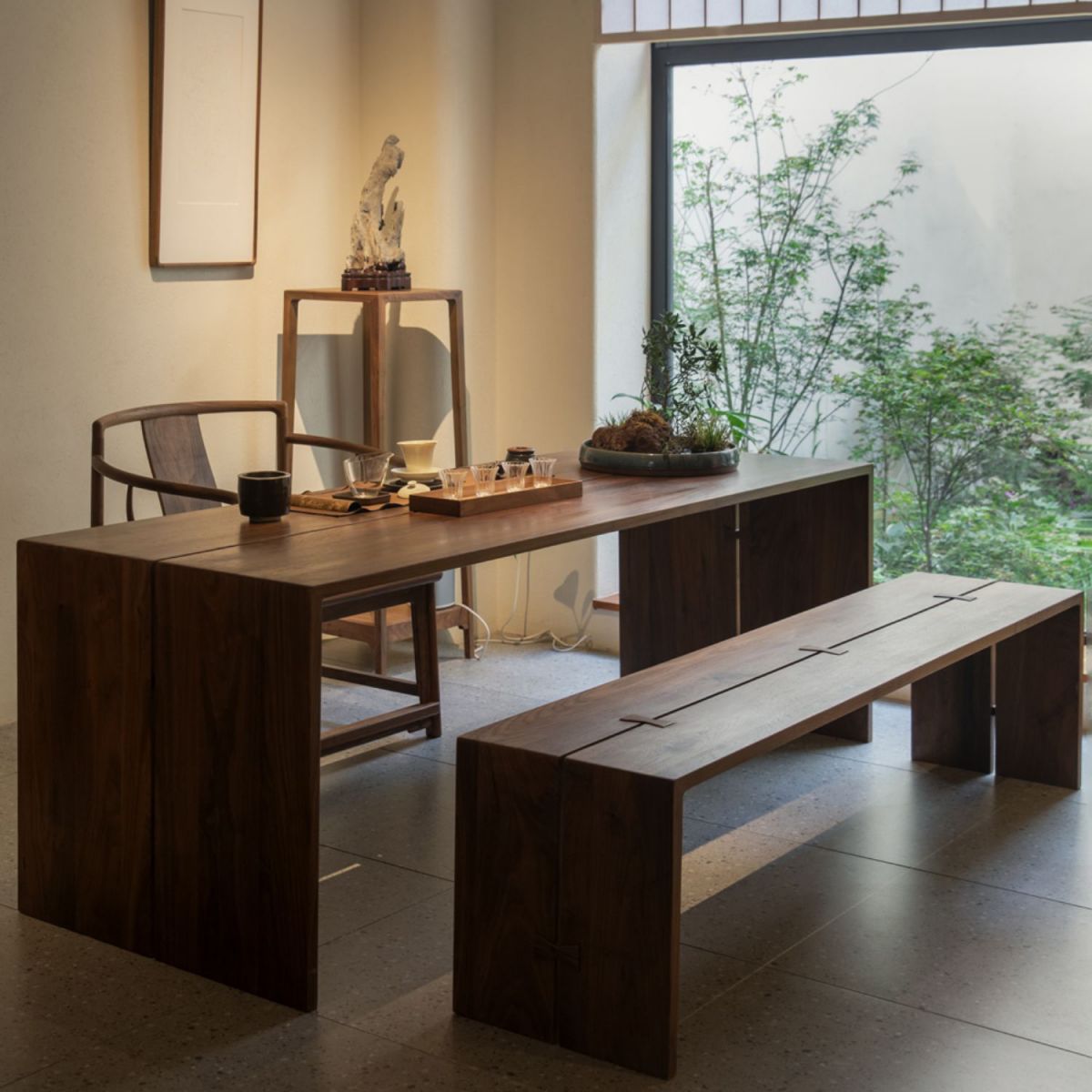 Solid Wood Dining Table Brown Dining Table for Kitchen Dining Room