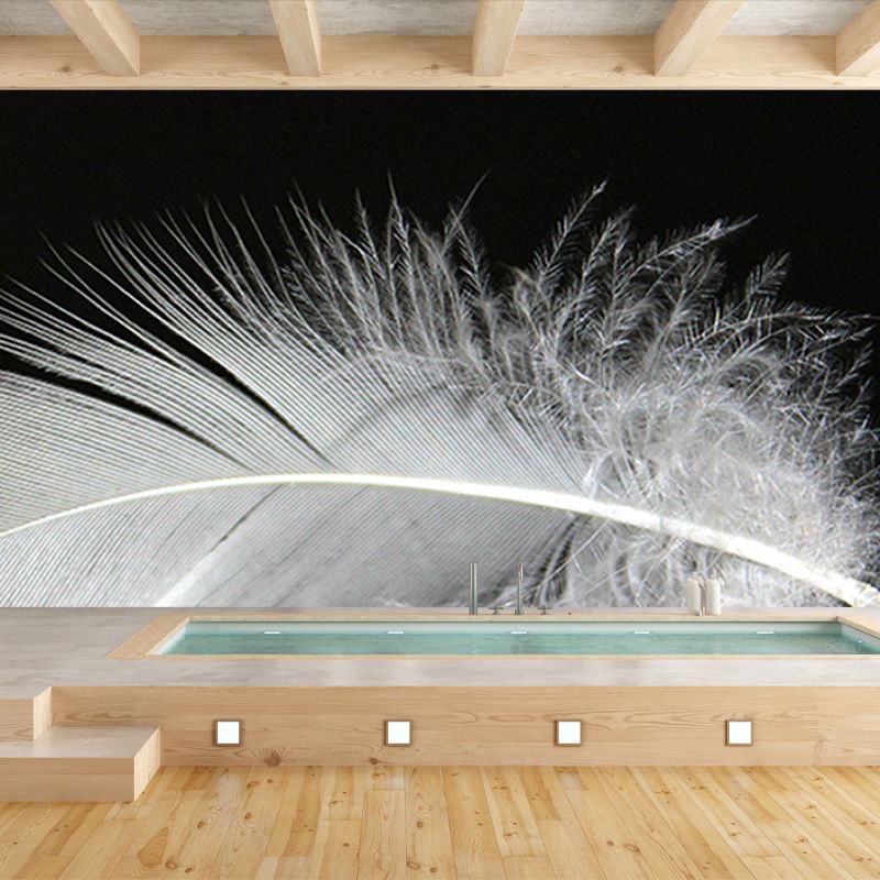 Contemporary Photography Wallpaper Moisture Resistant Feather Living Room Wall Mural