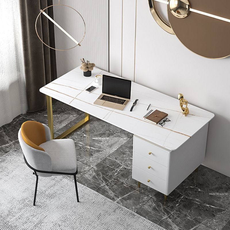 Contemporary Office Desk 23.62" Rectangular Executive Desk with 3-drawer