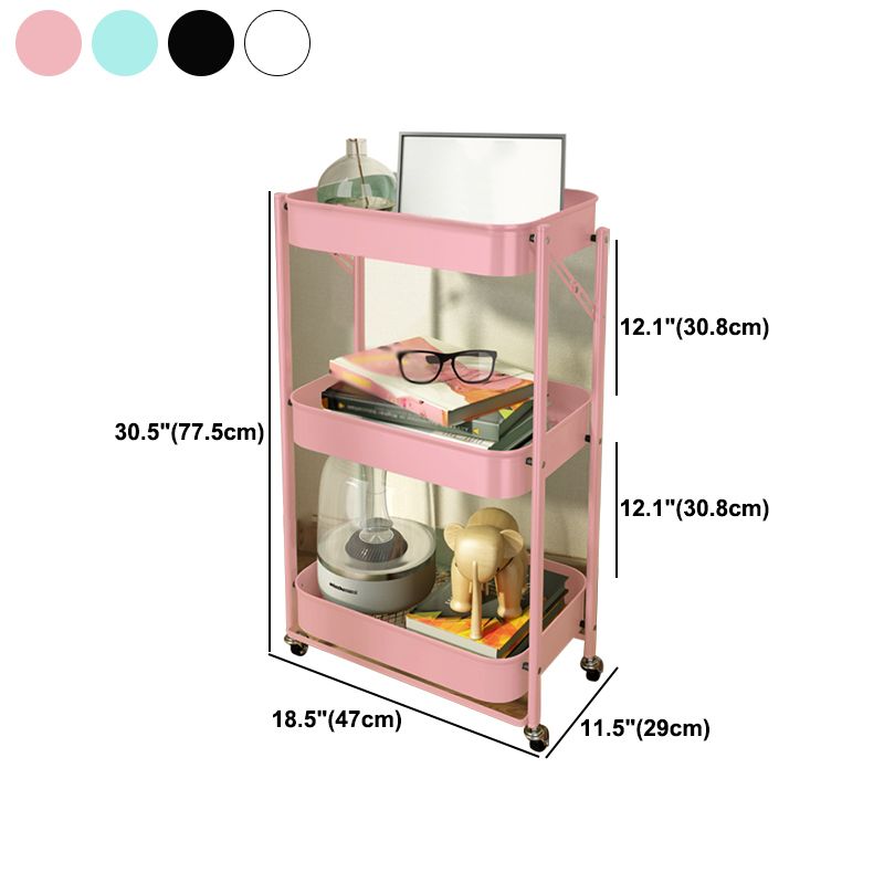 Contemporary Metal Etagere Bookshelf Stackable Open Bookcase with Caster Wheels