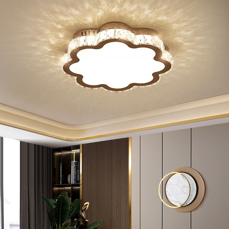 Contemporary Flush Mounted Ceiling Lights LED Crystal Shade Ceiling Mount Lighting