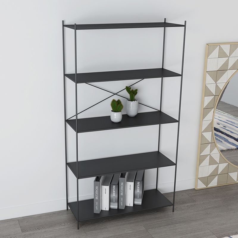 Modern Metal Bookcase Shelf Rectangular Open Bookcase with Shelves