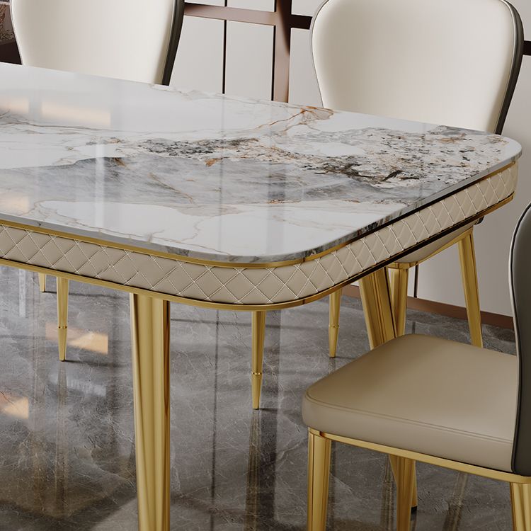 Glam Dining Table Set 1/5 Pcs Rectangle Dining Table with Upholstered Side Chairs