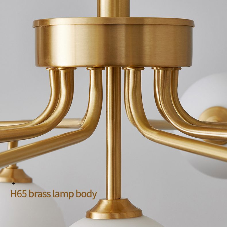 Modern Simplicity Sputnik Pendant Chandelier Opal Glass Hanging Light Fixture for Living Room