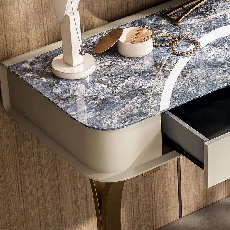 Luxurious Metal Make-up Vanity 2 Storage Drawers Vanity Table Set