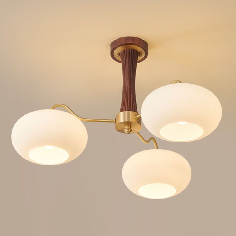 Modern Simple Wooden Ceiling Light Dome Shape Ceiling Lamp for Bedroom