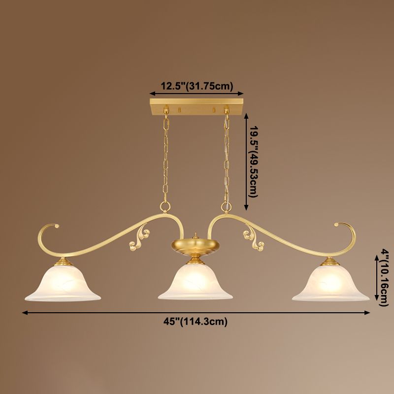 Isola contemporanea illuminazione vetro a campana 3 luce dell'isola luce in oro