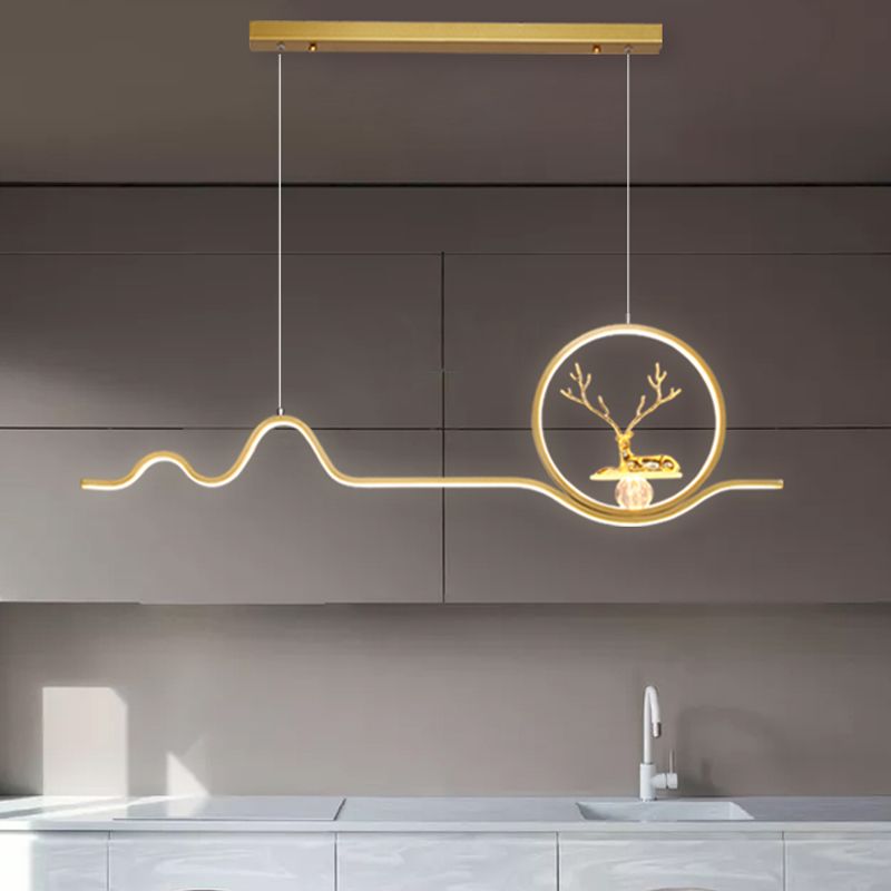 Linear Shape Island Lights Modern Style Metal 2 Light Pendant Lighting