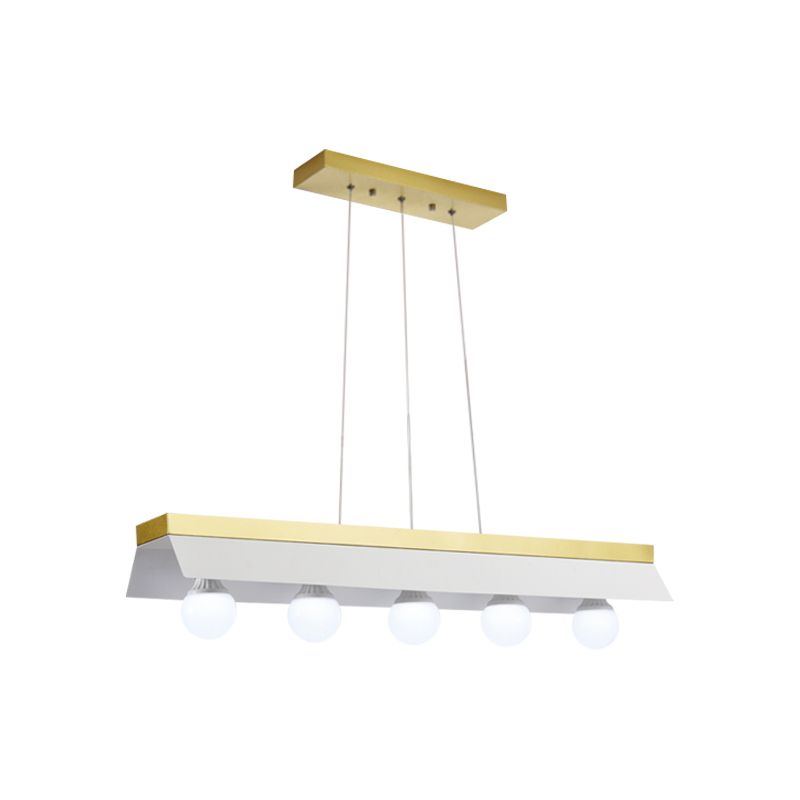 Black/White Shade Billiard Light 3/5 Lights Modern Wood Island Lighting for Restaurant