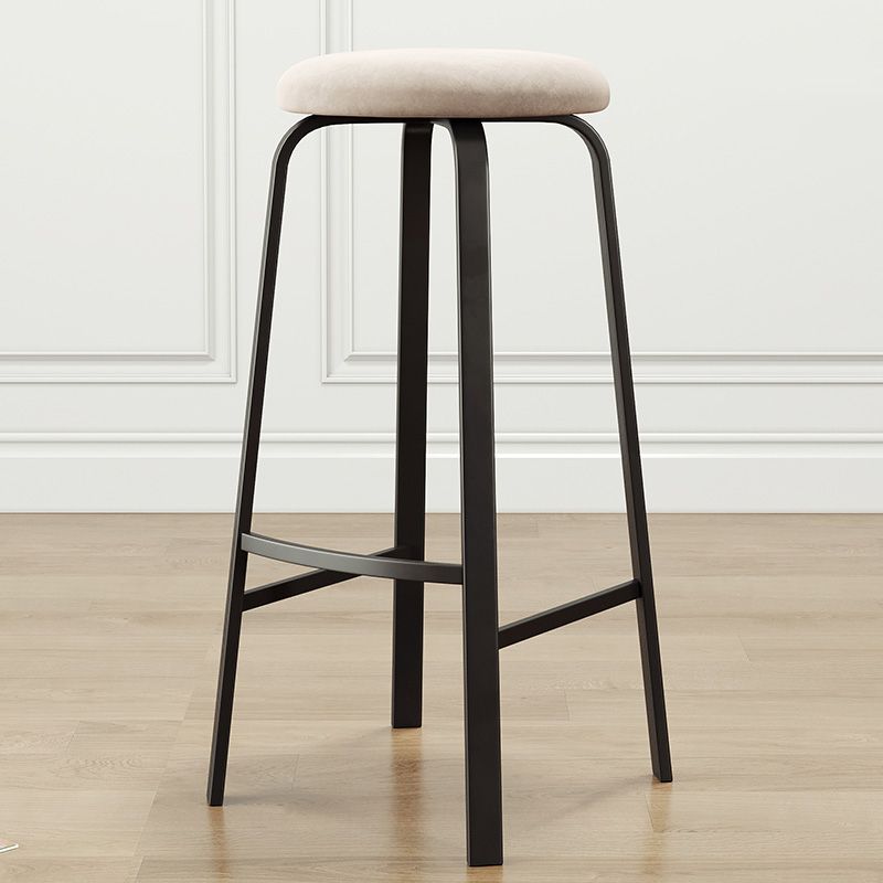 Contemporary Matte Finish Upholstered Stool Footrest Iron Bar Stool
