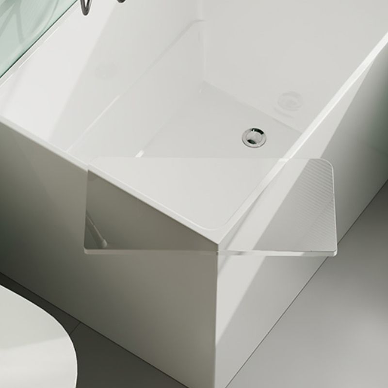 Modern Rectangle White Bathtub Acrylic Back to Wall with Drain Bath Tub