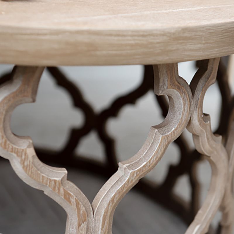 Rustic Style Antique Pedestal Coffee Table Round Wood Cocktail Table