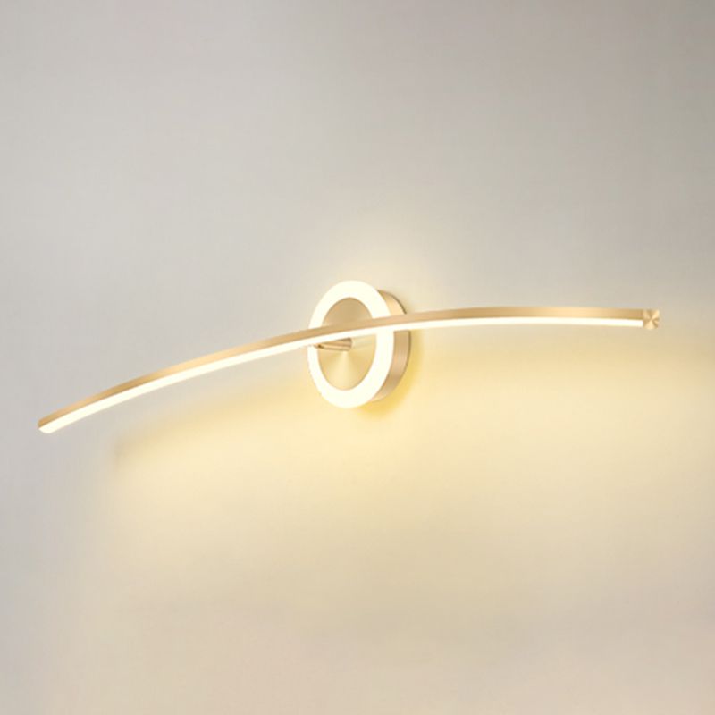 Linear Shape Metal Wall Light Modern Style 2 Lights Mirror Wall Mount Light