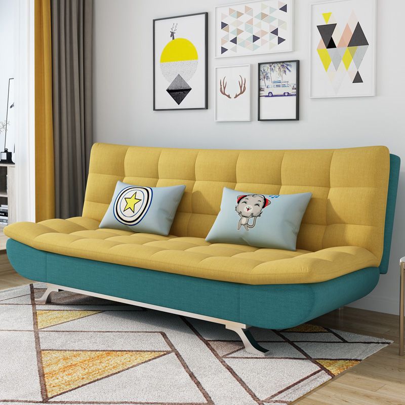 Convertible Contemporary Biscuit Back Armless Cotton Blend Sofa Bed