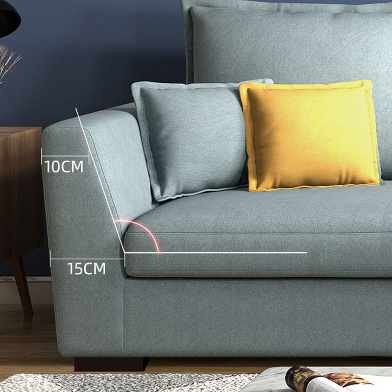 Square Arm Sectional Nordic 4-seater Fabric Sectional with Bolster Pillows