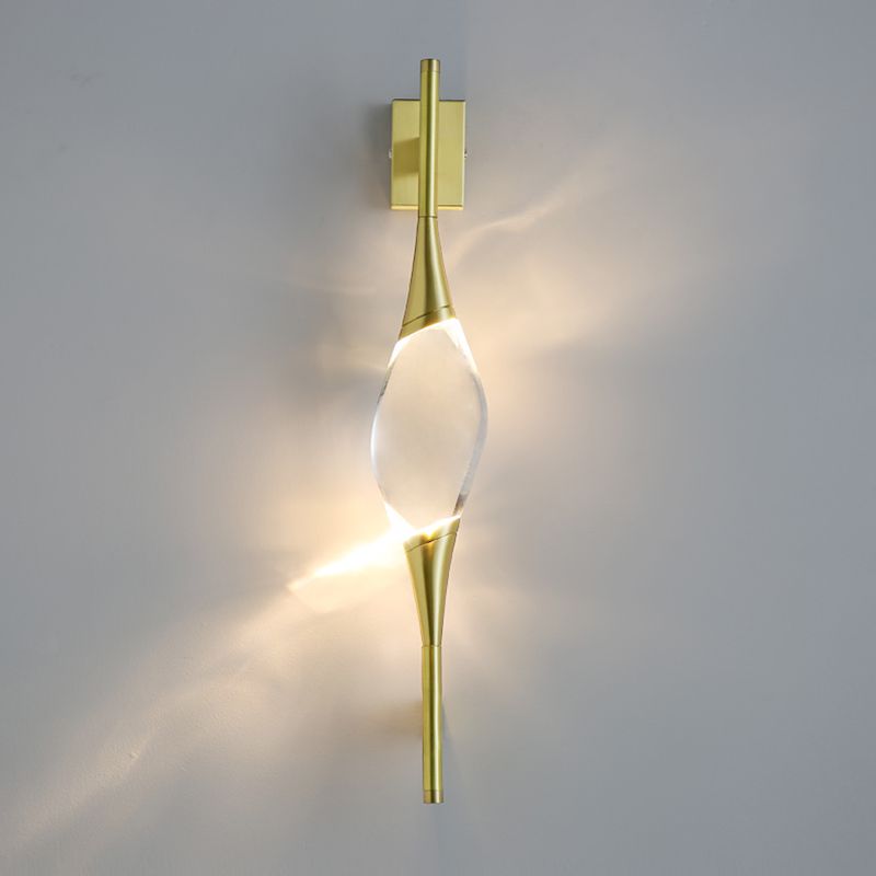 Modern Brass Wall Light Teardrop Shape Wall Sconce with Crystal for Living Room
